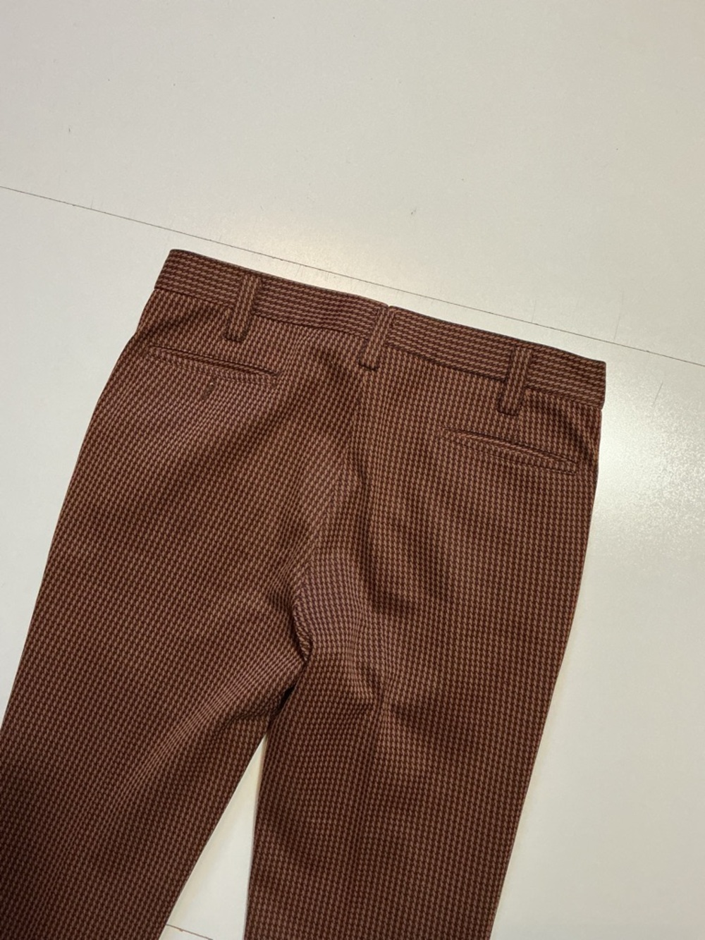 Vintage 70s Houndstooth Polyester Knit Flare Disco Atomic Leisure Dress Pants - Picture 11 of 13